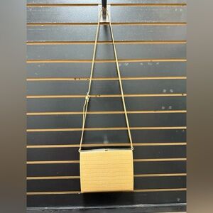 TROUVÉ Faux Croc Shoulder Bag – Beige Structured Purse